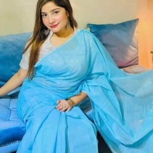 Half silk chumki saree sky blue color