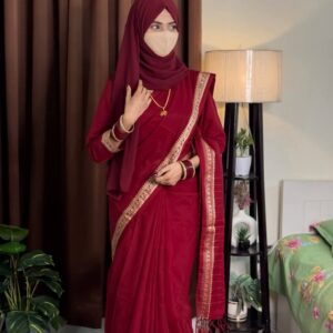 Royal Maroon Half Silk Saree