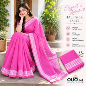 Rani Pink Half Silk Saree