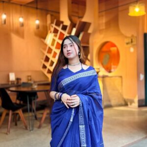 Royal Blue Elegance Half Silk Saree