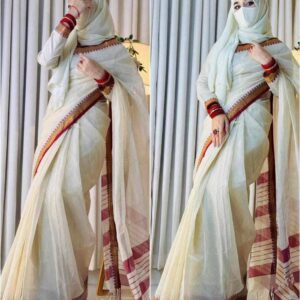 Viral Hafsilk Saree Off White with Blouse Pis