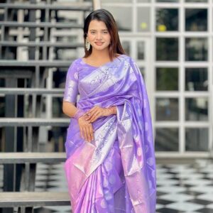 Lavender Purple Pink Jacquard Designer Saree