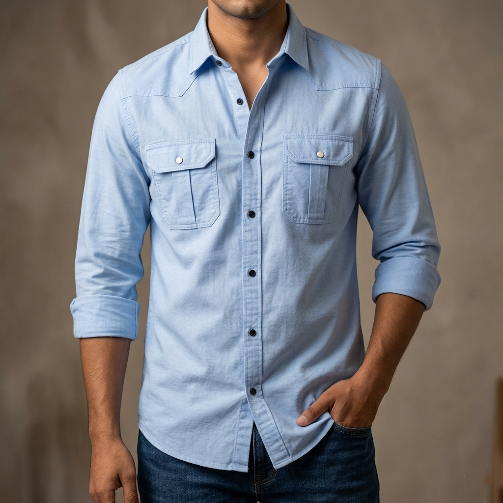 Double Pocket shirt for men(sky)